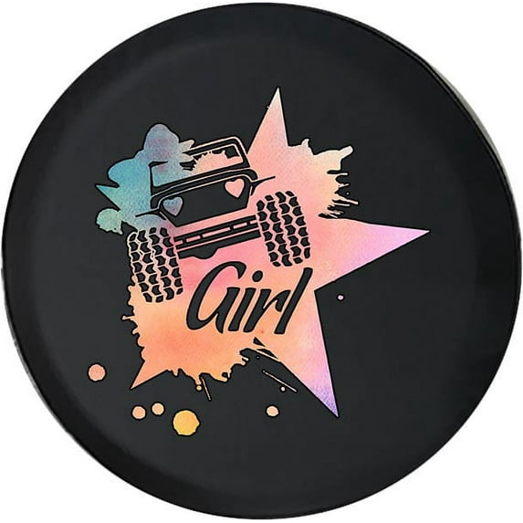 Black Tire Covers - Tire Accessories for Campers, SUVs, Trailers, Trucks, RVs and More | WatercolorGirl Star Splatter Black 28 Inch