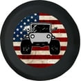 thumbnail image 1 of Black Tire Covers - Tire Accessories for Campers, SUVs, Trailers, Trucks, RVs and More | Waving Dog American Flag Black 28 Inch, 1 of 3