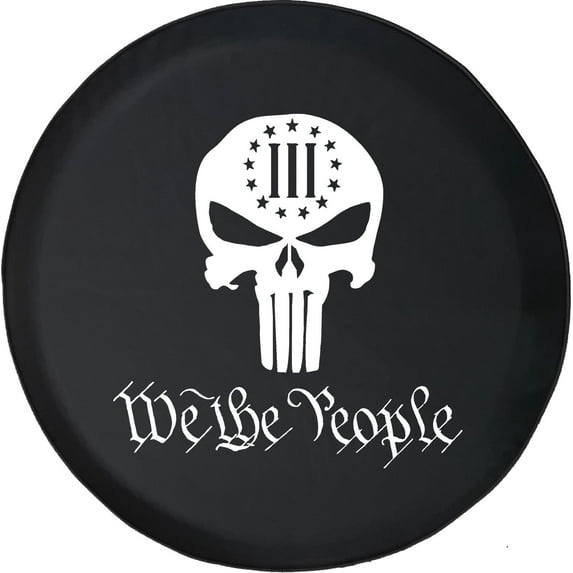 Black Tire Covers - Tire Accessories for Campers, SUVs, Trailers, Trucks, RVs and More | We The People Patriot Skull Freedom Black Black 33 Inch