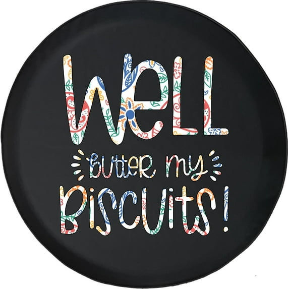 Black Tire Covers - Tire Accessories for Campers, SUVs, Trailers, Trucks, RVs and More | Well Butter My Biscuits Paisley Southern Black 32 Inch
