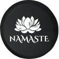 thumbnail image 1 of Black Tire Covers - Tire Accessories for Campers, SUVs, Trailers, Trucks, RVs and More | White Lotus Flower Namaste Black 28 Inch, 1 of 3