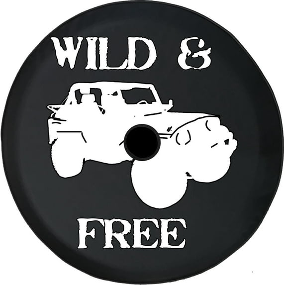 Black Tire Covers - Tire Accessories for Campers, SUVs, Trailers, Trucks, RVs and More | Wild & Free Black 32 Inch With Backup Camera Hole