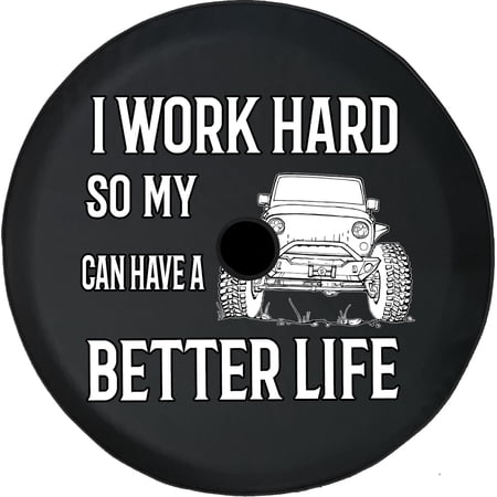 Black Tire Covers - Tire Accessories for Campers, SUVs, Trailers, Trucks, RVs and More | Work Hard Better Life Black 32 Inch With Backup Camera Hole