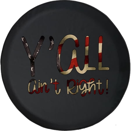 Black Tire Covers - Tire Accessories for Campers, SUVs, Trailers, Trucks, RVs and More | Y'all Ain't Right American Flag Country Black 28 Inch
