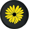 thumbnail image 1 of Black Tire Covers - Tire Accessories for Campers, SUVs, Trailers, Trucks, RVs and More | Yellow Flower Daisy Black 33 Inch with Backup Camera Hole, 1 of 3