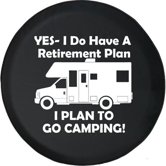 Black Tire Covers - Tire Accessories for Campers, SUVs, Trailers, Trucks, RVs and More | Yes I do Have a Retirement Plan RV Black 28 Inch