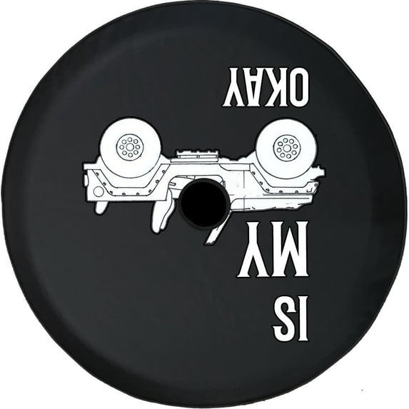 Black Tire Covers - Tire Accessories for Campers, SUVs, Trailers, Trucks, RVs and More | is It Okay Upside down Black 32 Inch With Backup Camera Hole