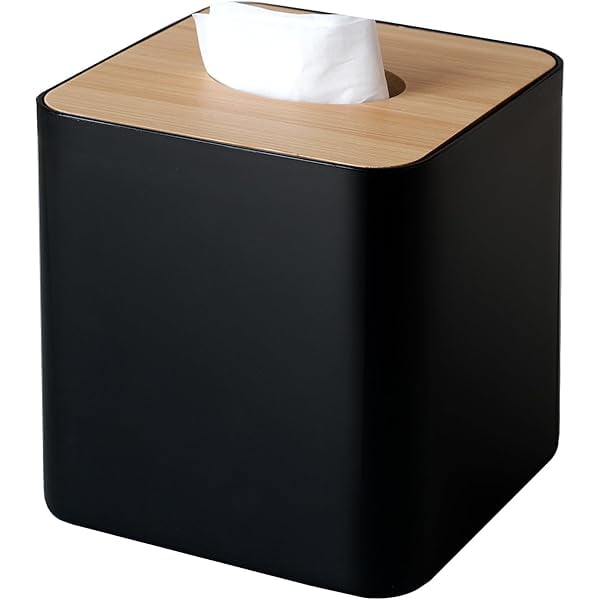 MOCHTERO Bamboo Tissue Box Cover – 5x5x5.4 Inch Tissue Holder For Bathroom, Office & Home Decor – Black - View #8