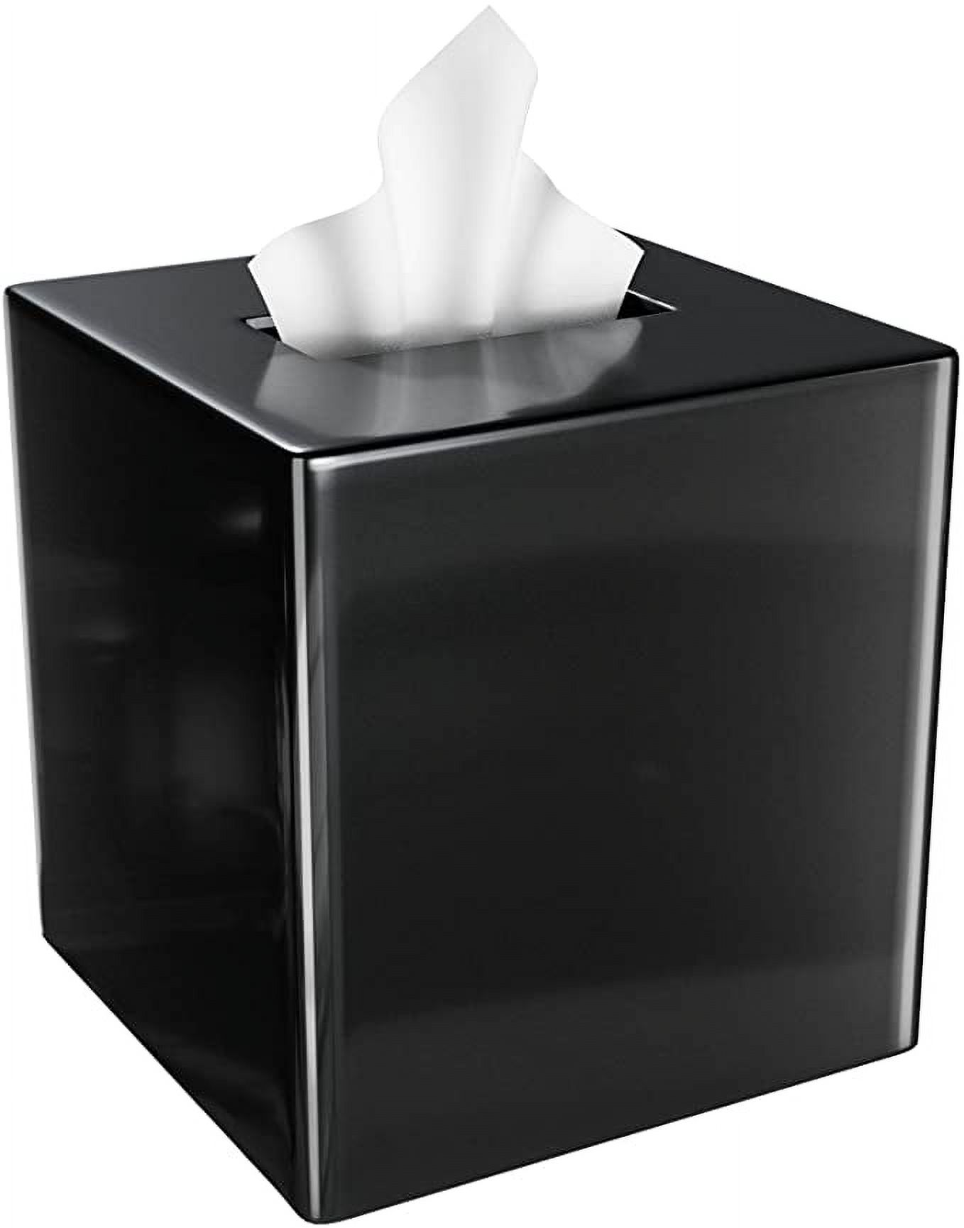 Black Tissue Box Cover - Modern Tissue Box Holder with Lacquer High Gloss Finish and Rounded Edges - Cube Square Box fi