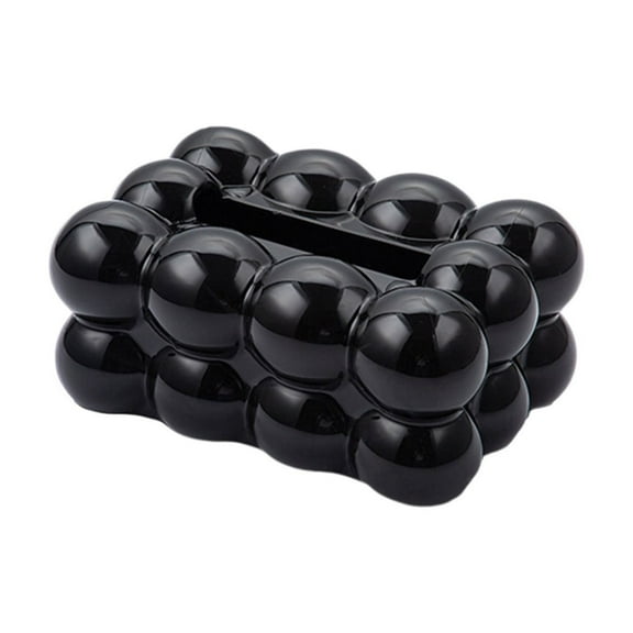 Black Tissue Box Cover Plastic Desktop Organizer With Spring Loaded Lid For Facial Paper Storage Living Room Office Bedroom Bathroom Vanity Countertop Decorative Home Accessory