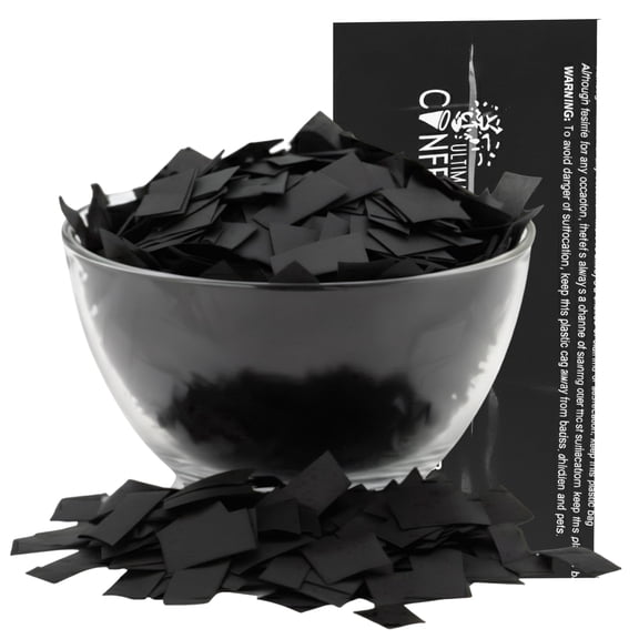 Ultimate Confetti, Rectangular Black Biodegradable Confetti – Fluttering Tissue Paper Confetti for Cannon and Launcher use - Best for Wedding, Birthday, Parties and Live Events - 1 lb, 16 oz