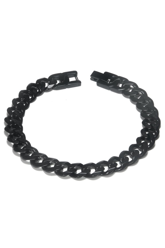 Black Titanium 10MM Curb Link Bracelet 7.5"