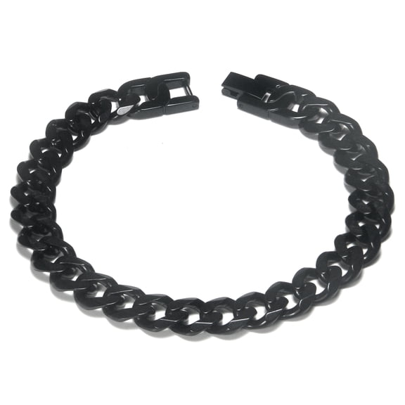 Black Titanium 10MM Curb Link Bracelet 7.5"