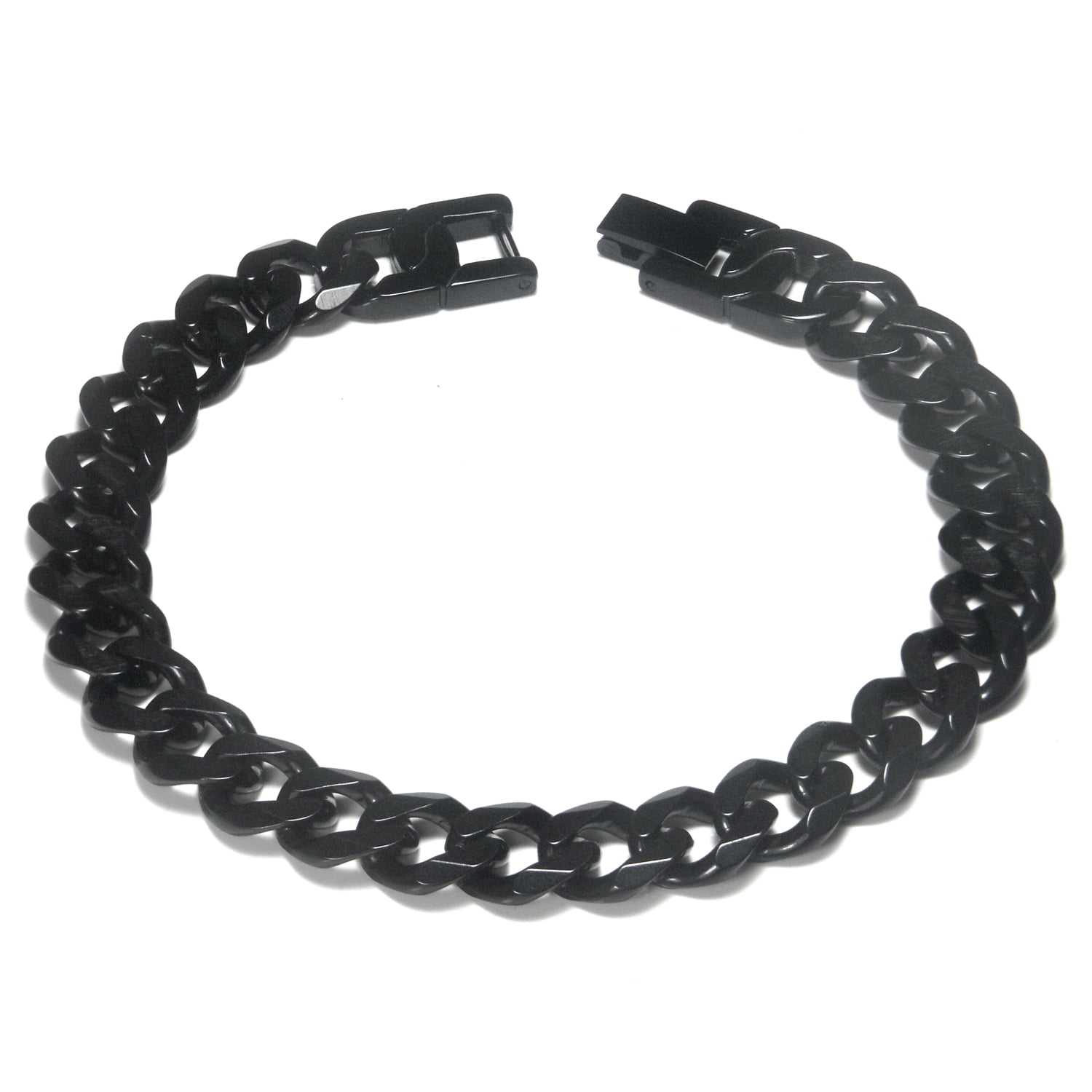 Black Titanium 10MM Curb Link Bracelet 9.5"