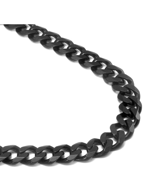 Black Titanium 10MM Curb Link Necklace Chain 18"