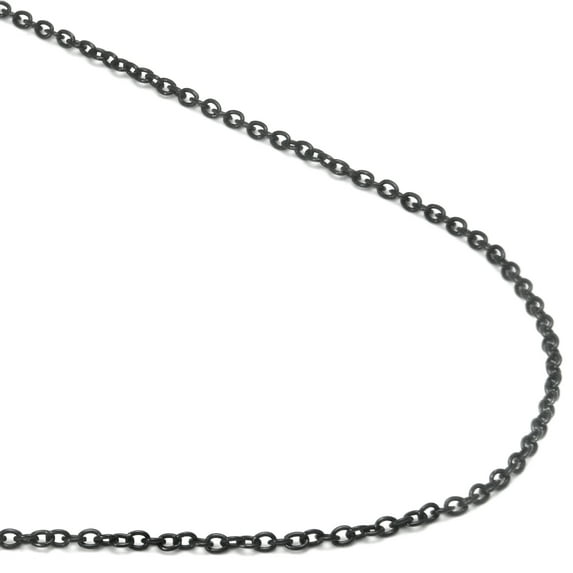 Black Titanium 1MM Rolo Link Necklace Chain 18"