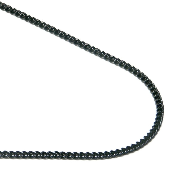 Black Titanium 2MM Curb Link Necklace Chain 18"