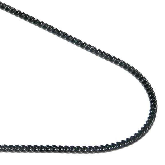 Black Titanium 2MM Curb Link Necklace Chain 26"