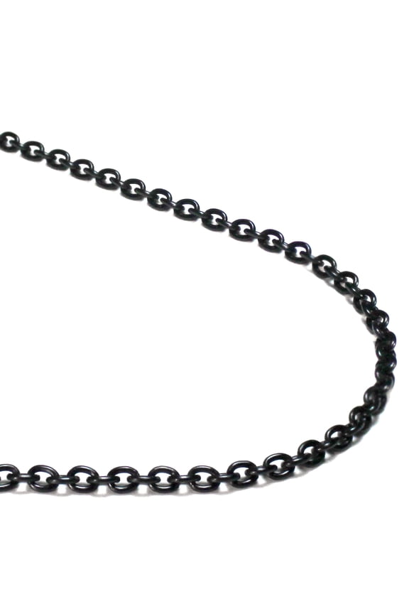 Black Titanium 3MM Rolo Link Necklace Chain 24"