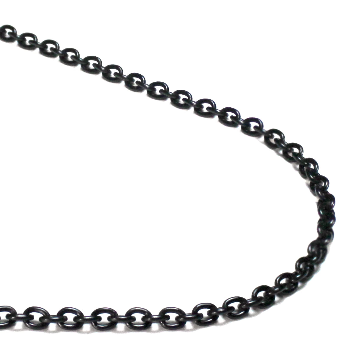Black Titanium 3MM Rolo Link Necklace Chain 30
