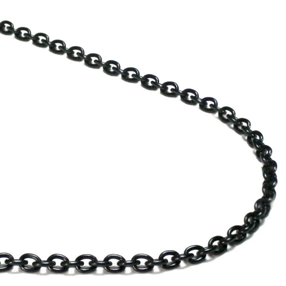 Black Titanium 3MM Rolo Link Necklace Chain 38"