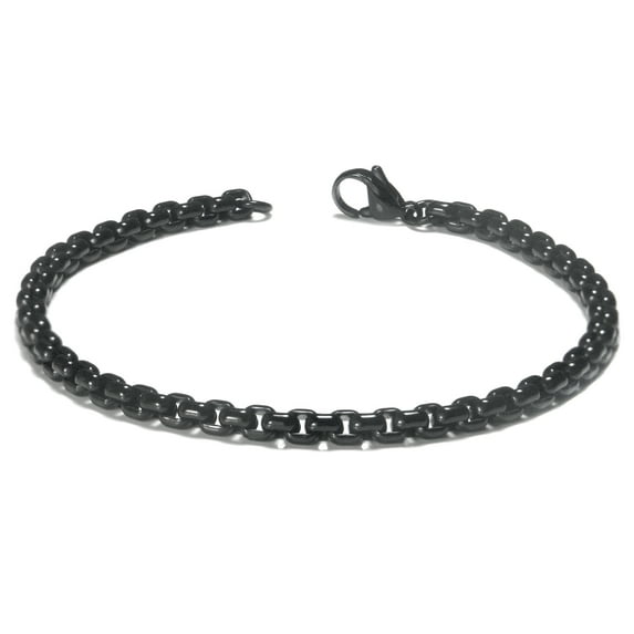 Black Titanium 4MM Box Link Bracelet 7.5"