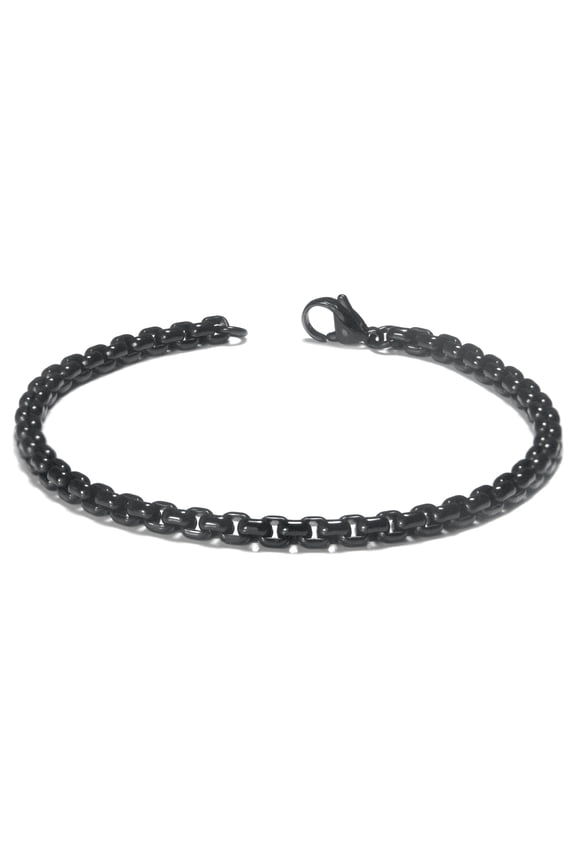 Black Titanium 4MM Box Link Bracelet 9"