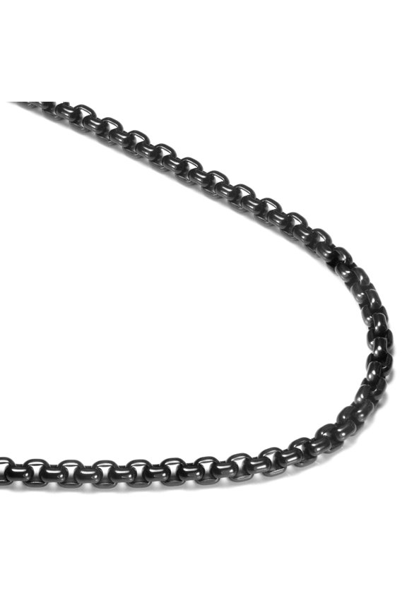Black Titanium 4MM Box Link Necklace Chain 26"