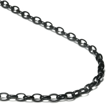 Black Titanium 4MM Oval Link Necklace Chain 18"