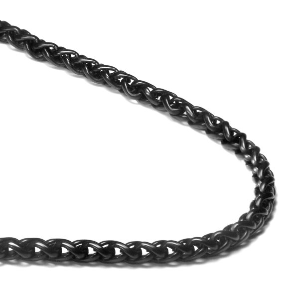 Black Titanium 4MM Wheat Link Necklace Chain 14"