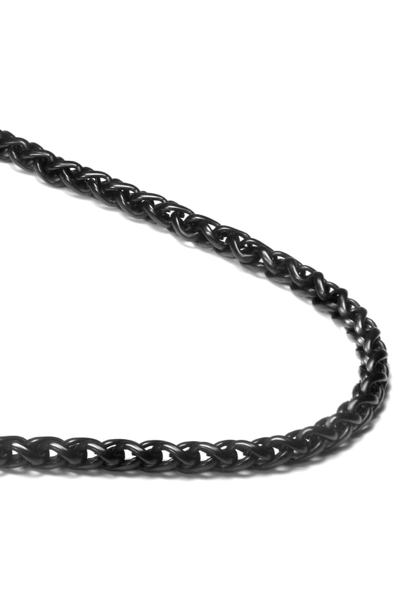 Black Titanium 4MM Wheat Link Necklace Chain 20"