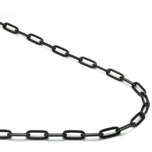 Black Titanium 5MM Paper Clip Link Necklace Chain 22"