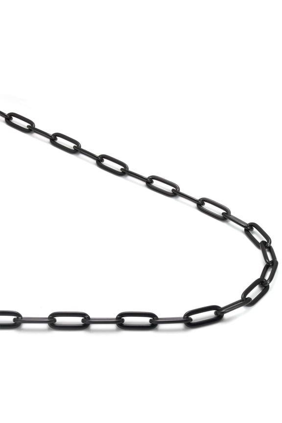 Black Titanium 5MM Paper Clip Link Necklace Chain 22"