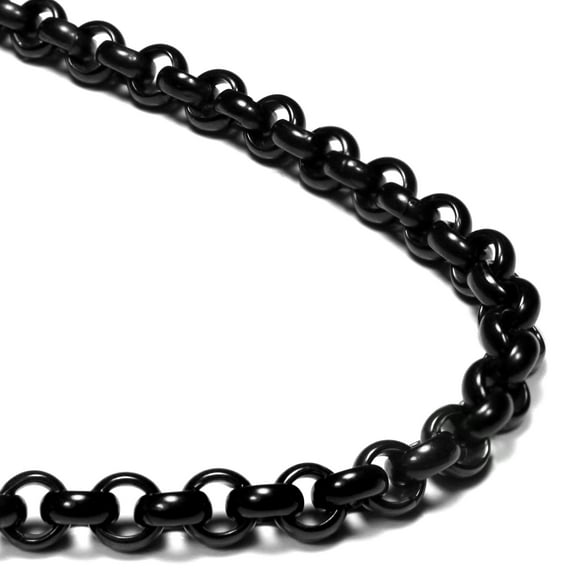Black Titanium 6MM Rolo Link Necklace Chain 24"