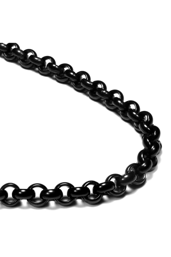 Black Titanium 6MM Rolo Link Necklace Chain 42"