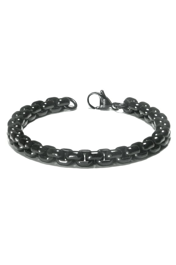 Black Titanium 7MM Box Link Bracelet 9"