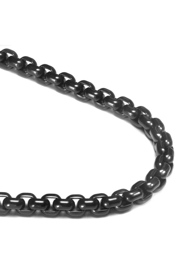 Black Titanium 7MM Box Link Necklace Chain 20"