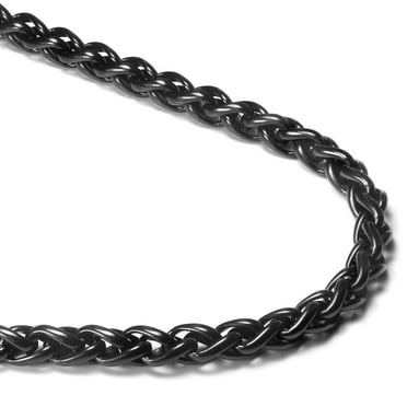 Black Titanium 7MM Wheat Link Necklace Chain 36"