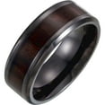 thumbnail image 1 of Black Titanium 8mm Beveled-edge Band Ring With Wood Inlay Size 9.5 Ring for Women and Men, 1 of 2