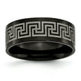 thumbnail image 1 of Black Titanium Greek Key Laser Etched 8mm Brushed and Polished Band Ring - Size 12, 1 of 2