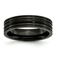 thumbnail image 1 of Black Titanium Grooved 6mm Brushed and Polished Band Ring - Size 12, 1 of 2