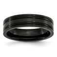 thumbnail image 1 of Black Titanium Grooved 6mm Brushed and Polished Band Ring - Size 7, 1 of 2