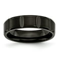 thumbnail image 1 of Black Titanium Grooved and Notched 6mm Brushed And Polished Band Ring - Size 11, 1 of 2