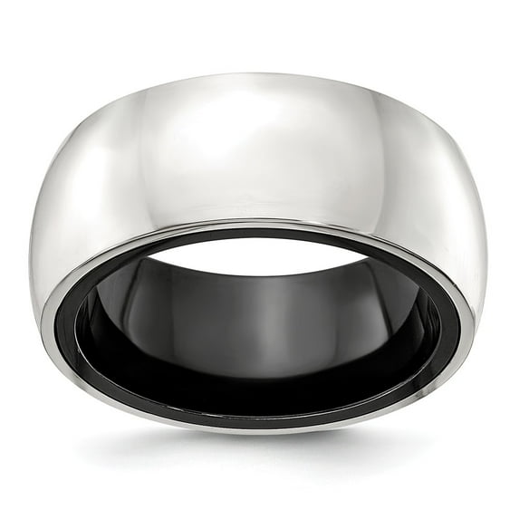 Black Titanium Men's and 925 Sterling Silver Men's Domed Wedding Band Ring Size 14