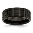 thumbnail image 1 of Black Titanium Notched 8mm Brushed and Polished Band Ring - Size 12, 1 of 2