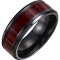 thumbnail image 1 of Black Titanium Polished Beveled-edge Comfort-fit Band With Ash Wood Inlay Size 7.5 Ring for Women and Men, 1 of 2