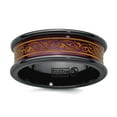 thumbnail image 1 of Black Titanium Polished Copper-tone Anodized With Laser Pattern 8mm Concave Band Size 9 Ring for Women and Men, 1 of 2