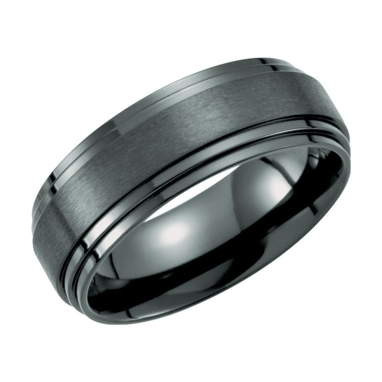 Black Titanium 8mm Double Ridged Band Black Titanium 8mm Double Ridged Band