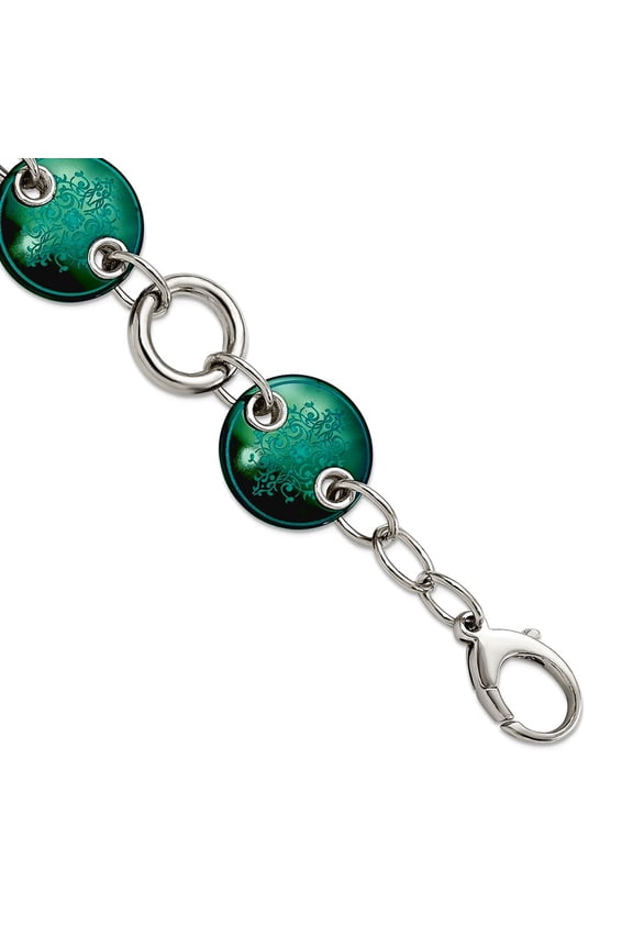 Black Titanium and 925 Sterling Silver Polished Fancy Lobster Closure Anodized Teal Bracelet 8 Inch Link Bracelet for Wo