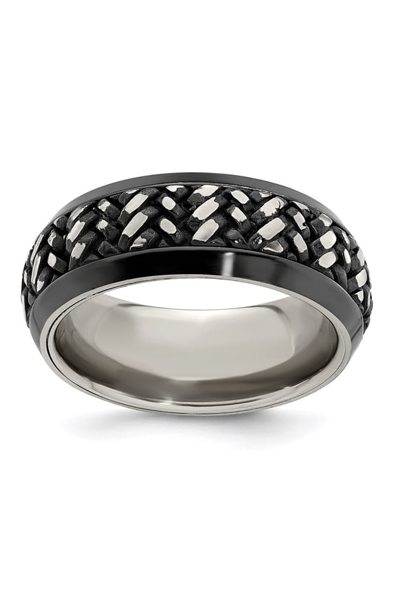 Black Titanium and Titanium Beveled Casted 9mm Bridal Engagement Wedding Band Ring Fine Jewelry For Women Gifts For Her, Size 12.5